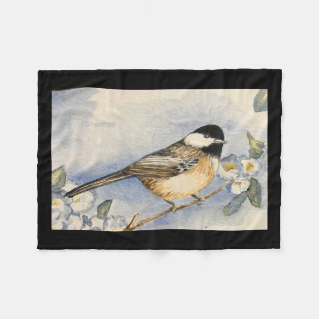 Chickadee Wasserfarbe Fleece Blanket Florenz (Vorderseite (Horizontal))