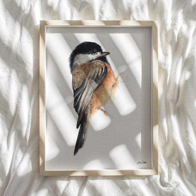 Chickadee Wasserfarben Kunst, Dichtung und Musik Poster (Chickadee Watercolor Art Print from Jenn's Emporium. )