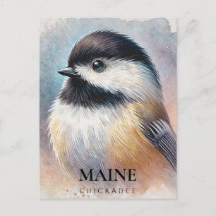 Chickadee Watercolor Art Maine Bird Postkarte
