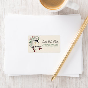 Chickadee Watercolor Art Return Label Adressaufkleber
