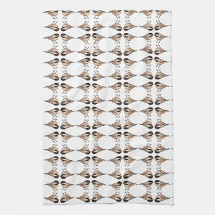 Chickadee White Geometric Kitchtuch Geschirrtuch