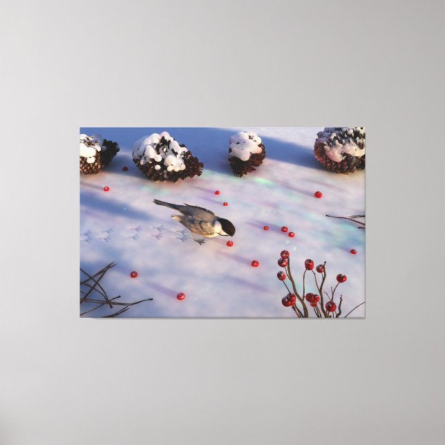 Chickadee Winter Canvas Print Leinwanddruck (Vorderseite)