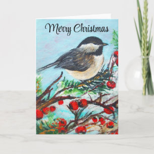 Chickadee Winter Frohe Weihnachten Karte