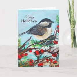 Chickadee Winter Happy Holidays Card Karte