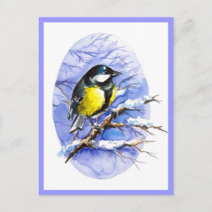 Chickadee Winter Postcard. Postkarte