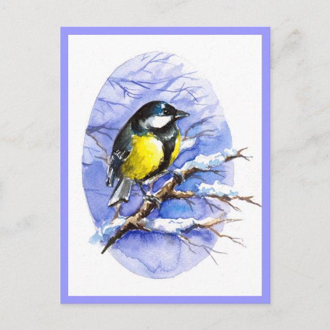 Chickadee Winter Postcard. Postkarte (Vorderseite)