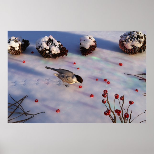 Chickadee Winter Print Poster (Vorne)