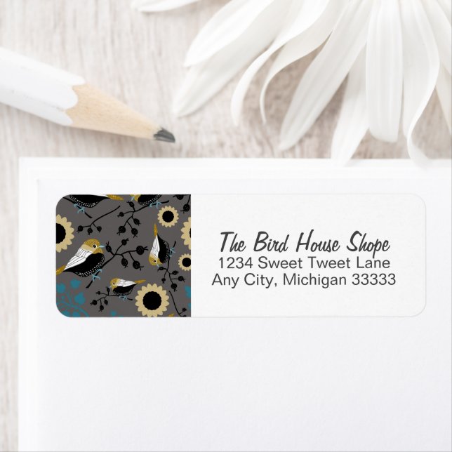 Chickadees Aquamarines Muster in Grau (Insitu)