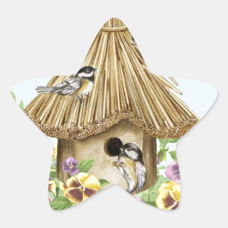 Chickadees Birdhouse Stern-Aufkleber