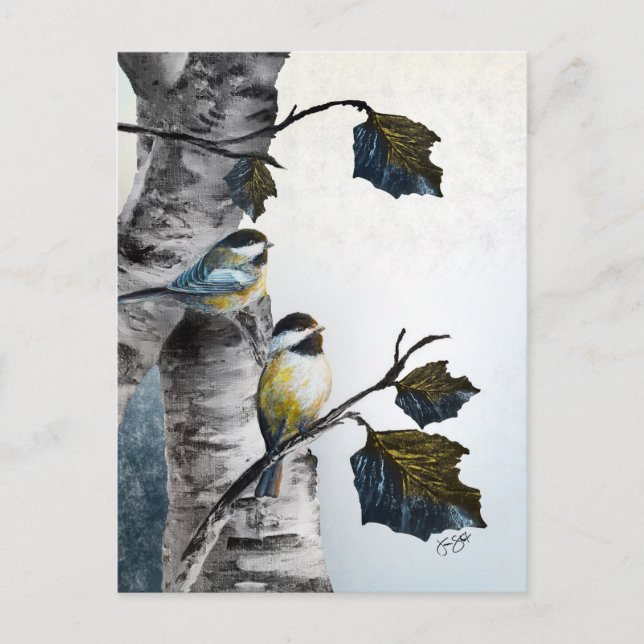 "Chickadees" [Design 2] Small  Postkarte (Vorderseite)