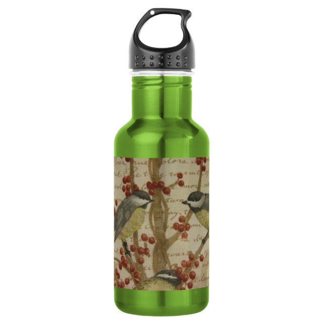 Chickadees Edelstahlflasche (Vorderseite)