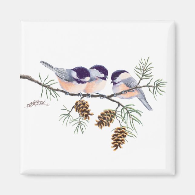 CHICKADEES & PINECONES VON SHARON SHARPE MAGNET (Vorne)