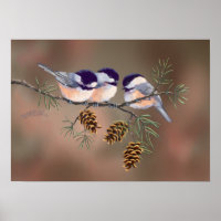 CHICKADEES & PINECONES VON SHARON SHARPE