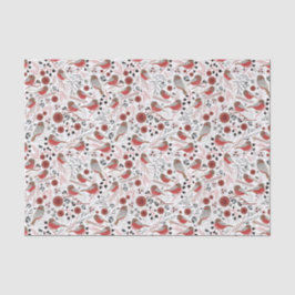 Chickadees rotes graues Muster mit Blumenmuster Seidenpapier
