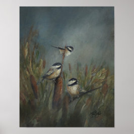Chickadees Teich Poster