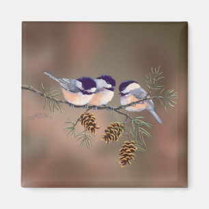 CHICKADEES u. PINECONES durch SHARON SHARPE Magnet