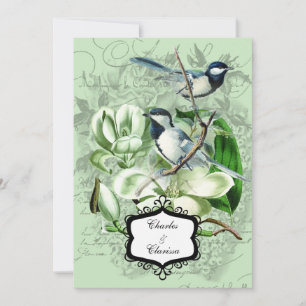 Chickadees und Magnolias 12x18 Wedding Einladung