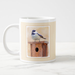 Chickadeo auf Birdhouse Malerei Original Bird Art Jumbo-Tasse