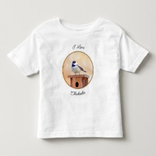 Chickadeo auf Birdhouse Malerei Original Bird Art Kleinkind T-shirt