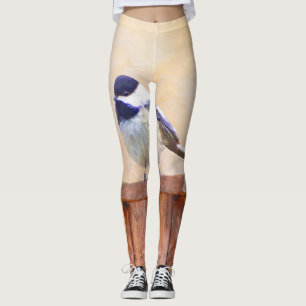 Chickadeo auf Birdhouse Malerei Original Bird Art Leggings