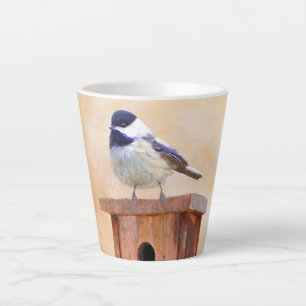 Chickadeo auf Birdhouse Malerei Original Bird Art Milchtasse