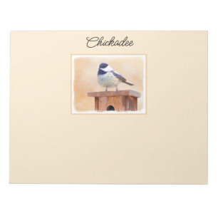 Chickadeo auf Birdhouse Malerei Original Bird Art Notizblock