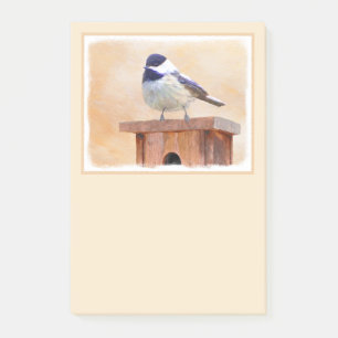Chickadeo auf Birdhouse Malerei Original Bird Art Post-it Klebezettel