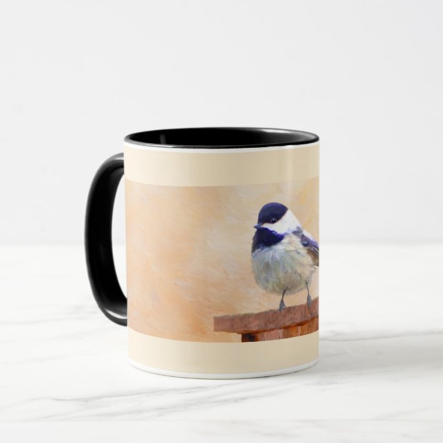 Chickadeo auf Birdhouse Malerei Original Bird Art Tasse (Vorderseite Links)