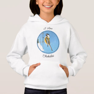 Chickadeon Feeder Painting - Original Bird Art Hoodie