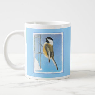 Chickadeon Feeder Painting - Original Bird Art Jumbo-Tasse