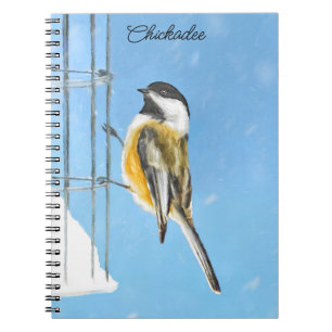 Chickadeon Feeder Painting - Original Bird Art Notizblock