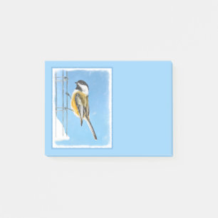 Chickadeon Feeder Painting - Original Bird Art Post-it Klebezettel