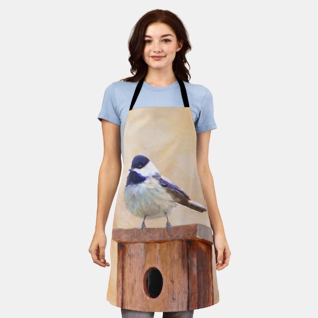 Chickadeon Feeder Painting - Original Bird Art Schürze (Getragen)
