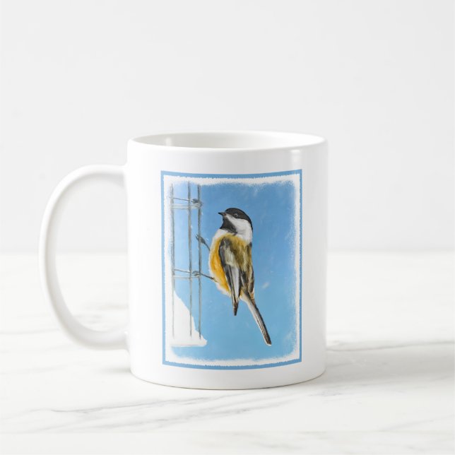 Chickadeon Feeder Painting - Original Bird Art Tasse (Links)