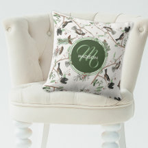 Chickadevögel Berries & Pinecones Mit Monogramm