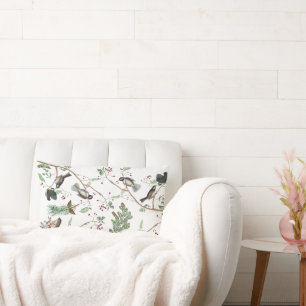 Chickadevögel Berries & Pinecones Wasserfarbe Lendenkissen