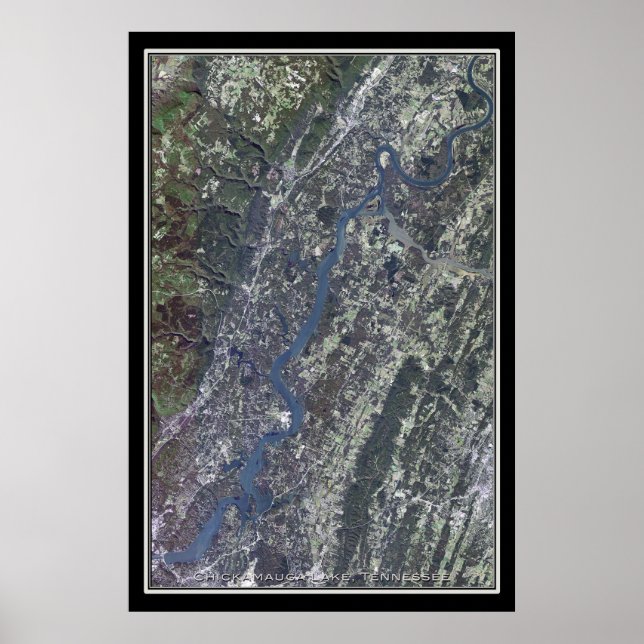 Chickamauga Lake Tennessee Satelliten Poster Karte (Vorne)