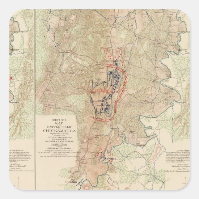 Chickamauga, Tal der Türkei Quadratischer Aufkleber (Vorderseite)