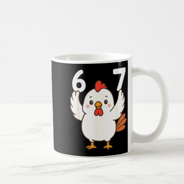 Chicken 67 Meme Six Seven Funny Gen Alpha  Kaffeetasse (Rechts)