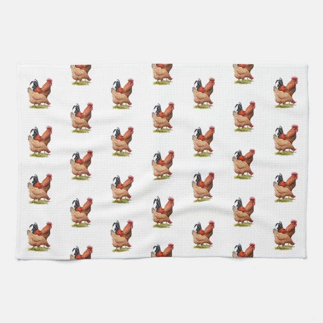 Chicken And Rooster Art, Poultry, Farm Animals Geschirrtuch (Horizontal)