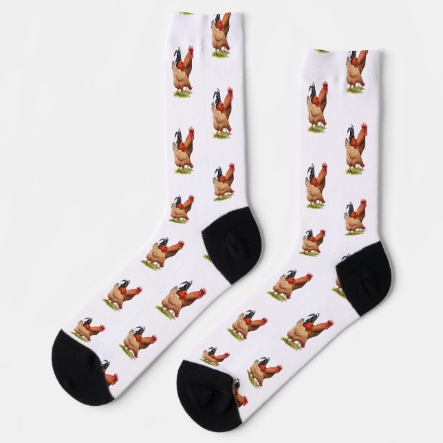 Chicken And Rooster Art, Poultry, Farm Animals Socken (Linkes Detail)