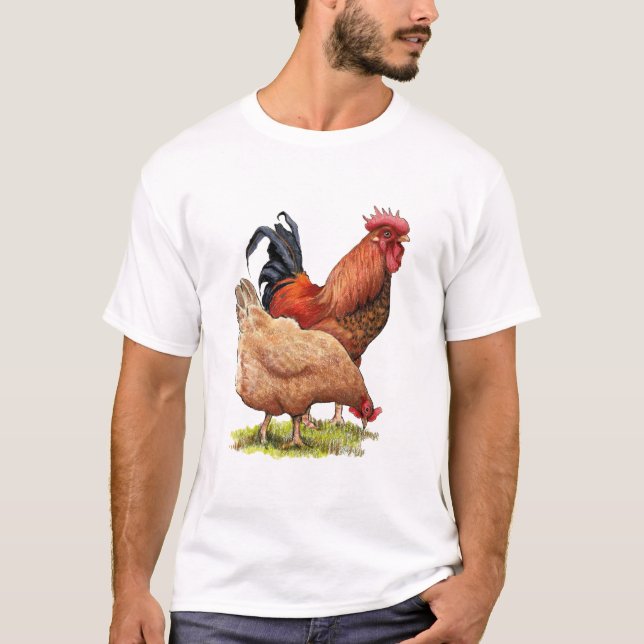 Chicken And Rooster Art, Poultry, Farm Animals T-Shirt (Vorderseite)