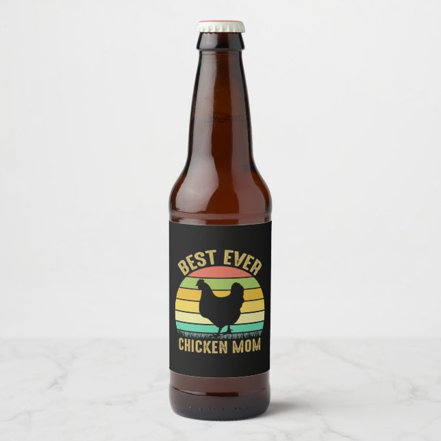 Chicken Art Beste Mama für Hühner Bierflaschenetikett (Vorderseite)