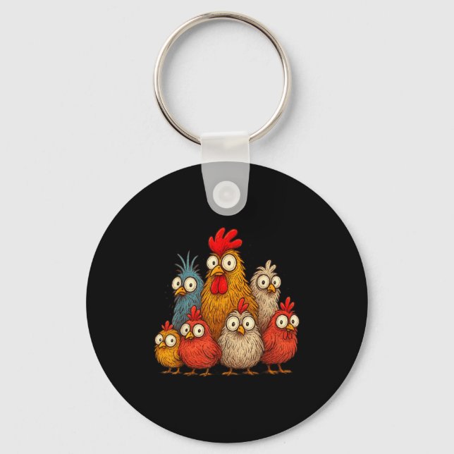 Chicken Art Crazy Chicken For Men Women Kid Boy Fa Schlüsselanhänger (Vorderseite)