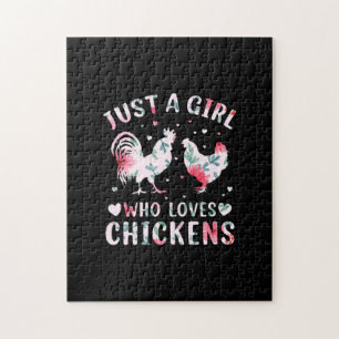 Chicken Art Girl Who Loves Chickens Puzzle