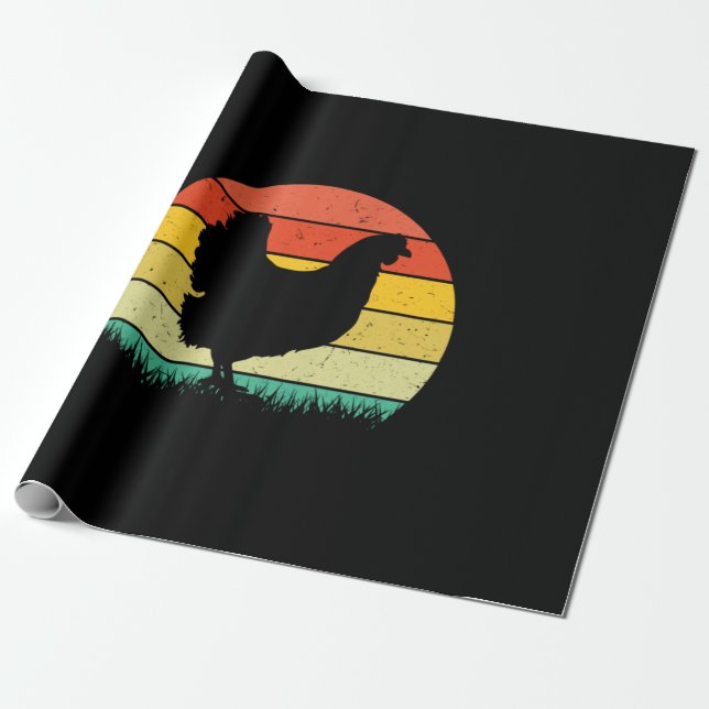 Chicken Art Hühnchen Retro Vintage Geschenkpapier (Ungerollt)