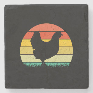 Chicken Art Hühnchen Retro Vintage Steinuntersetzer