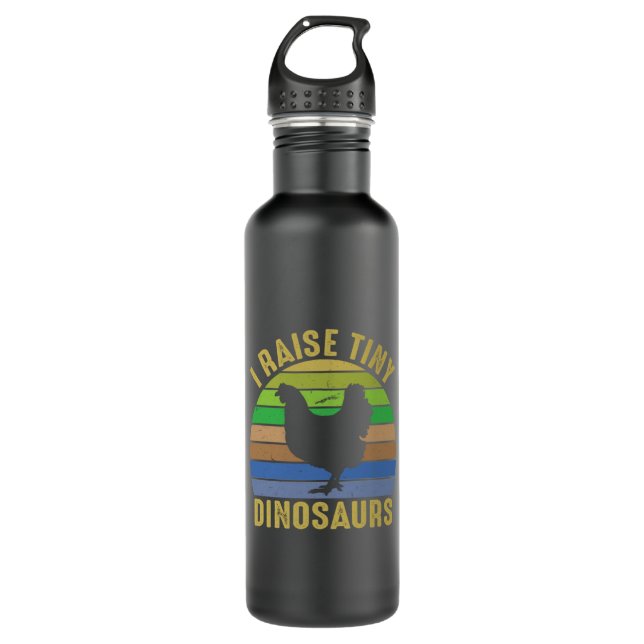 Chicken Art I Raise Tiny Dinosaurs Edelstahlflasche (Vorderseite)