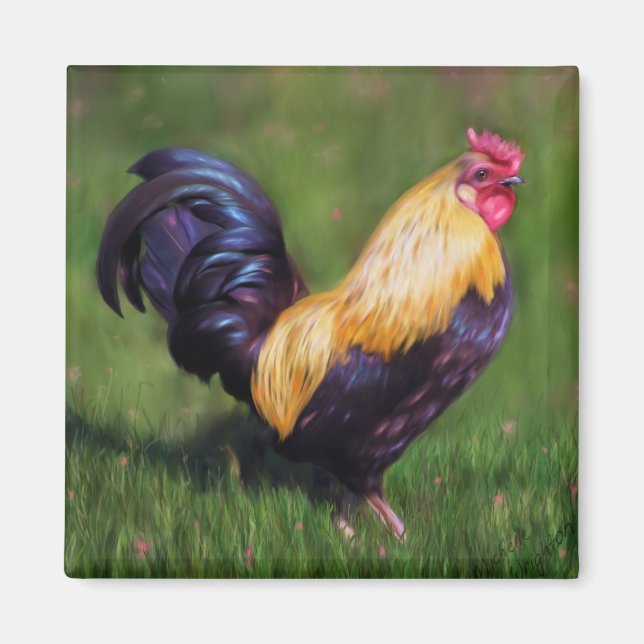 Chicken Art Stuart Bantam Rooster Magnet (Vorne)