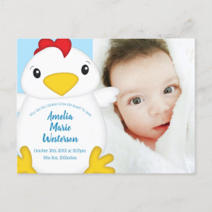 Chicken Baby Dusche Blue Postkarte